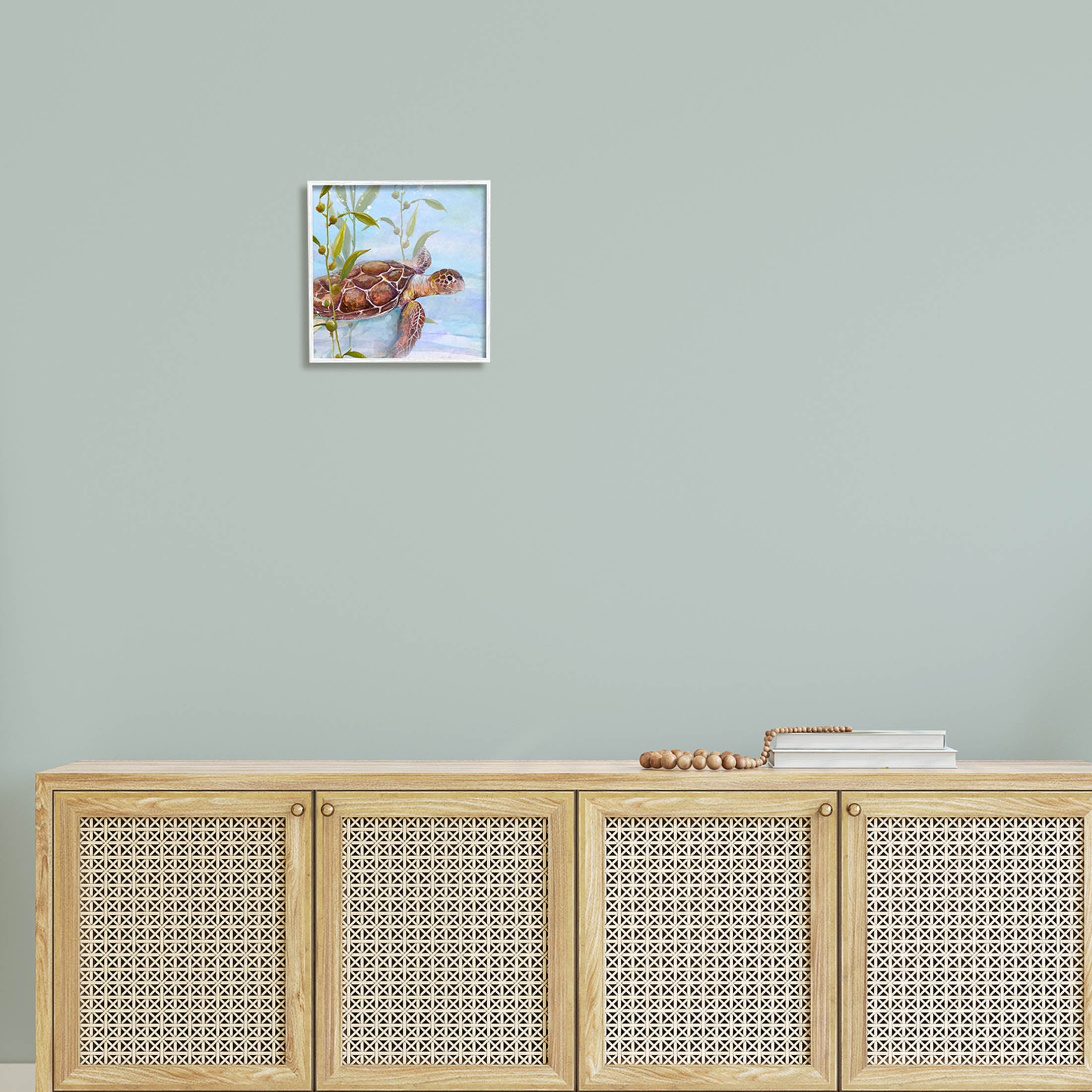 Stupell Industries Turtle Swimming Between Reef Graphic Art White Framed Art Print Wall Art, Design by Diannart
