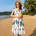 thumbnail image 4 of Saiise Robe d'Été à Motif de Fleurs d'Alpaga pour Femmes, T-Shirt Décontracté à Manches Courtes, Robe Soleil Florale, Couvre-Maillot de Plage avec Poches, 4 of 6