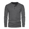thumbnail image 2 of TAGOLD Men Fall Winter Sweater Tops,Men's Solid Color Casual Sports Round Neck Pullover Button Sweater Long Sleeve Round-Neck Blouses, 2 of 5
