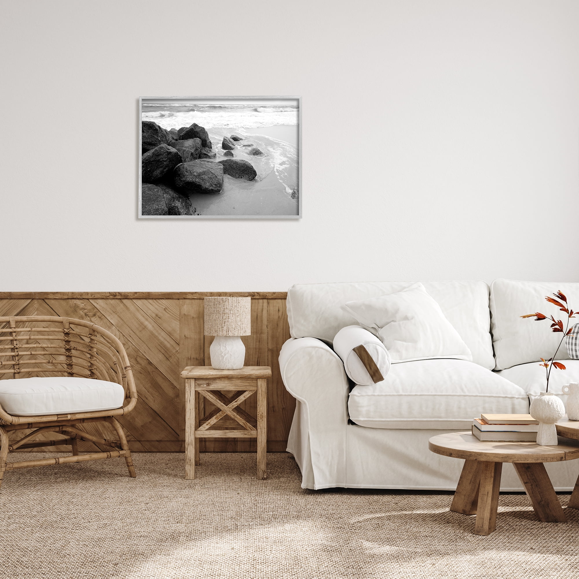 Stupell Indtries Incoming Tide Nautical Beach Coast Black White Photography,30 x 24,Design by Bill Carson Photography