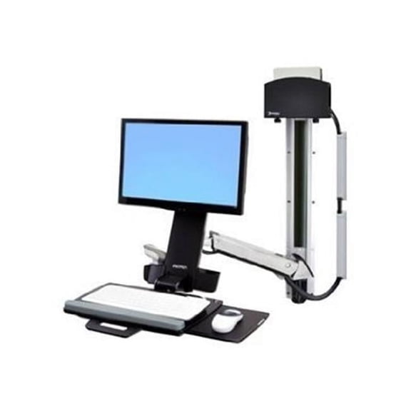 Styleview Sit-stand Combo System With Small Cpu Holder - polished Aluminum -