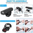 thumbnail image 5 of Juego de luces para bicicleta (delantera y trasera), luces LED para bicicleta, 2 modos de iluminación, recargables por USB, resistentes al agua, 400 lúmenes, 5 of 5