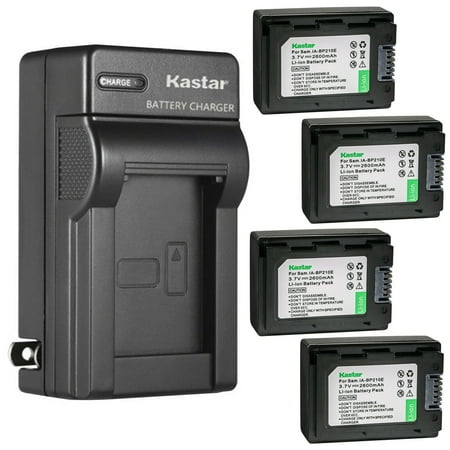 Kastar 4-Pack IA-BP210E Battery and AC Wall Charger Replacement for Samsung SMX-F44LN SMX-F44RN SMX-F44SN SMX-F50 SMX-F50BN SMX-F50RN SMX-F50SN SMX-F50UN SMX-F50BP SMX-F50BN/XAA Camera
