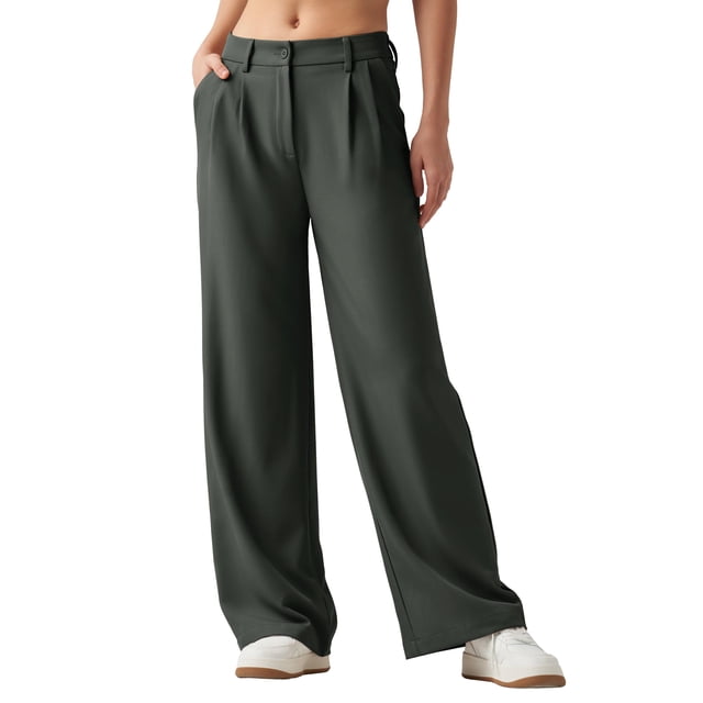 Pantalones de trabajo Willit Forest XS de pierna ancha y cintura alta para mujer