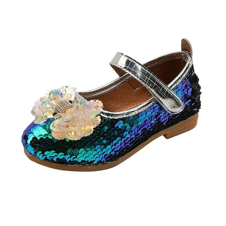 

nsendm Toddler Girl Boots Size 4 Summer Autumn Fashion Cute Girls Casual Shoes Colorful Sequins Shiny Bow Flat Bottom Shoes Blue 5 Years