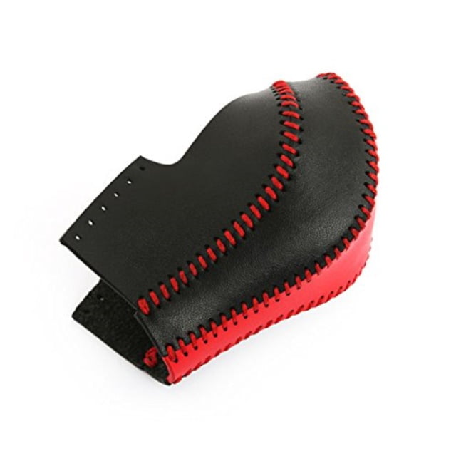 Black+Red Leather Genuine Leather Automatic at Gear Shift Knob Cover Protector Trim Fit Infiniti FX35 QX56 QX80 QX70 QX50 Q60 Q40 FX37 EX37 EX25 IPLG G25