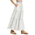 thumbnail image 6 of vigerkar Women's Flowy Flared Ruffle Boho Long Skirt Summer Maxi Skirt Trendy Going Out Outfits White, S, 6 of 6