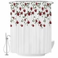 thumbnail image 2 of Red Roses Waterproof Fabric Shower Curtain,Spring Floral Summer Botanical Weeping Waterproof Fabric Shower Curtain for Bathroom Curtains Bathtubs Hotel Shower Curtains with 12 Hooks Stall 54x78in, 2 of 8