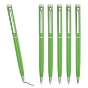 Uxcell Slim Metallic Ballpoint Pen, Black Ink 1mm Medium Point Pen Retractable Lightweight Smooth Writing Pens with Metal Clips for Business Office Wedding Guest Book Green