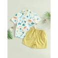 thumbnail image 4 of Bagilaanoe 2pcs Toddler Baby Boys Hawaii Outfits Print Short Sleeve Shirt Tops + Shorts 9M 12M 2T 3T 4T 5T Kids Summer Short Pants Set, 4 of 9