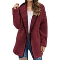 thumbnail image 2 of Yuyuzo Womens Cardigan Winter Fuzzy Sherpa Long Sleeve Lapel Warm Open Front Hooded Outerwear Jacket Coat with Pockets, 2 of 4