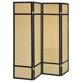 thumbnail image 1 of Arce 4 Panel Foldable Privacy Screen, Bamboo, Black Pine Wood Frame, 1 of 1