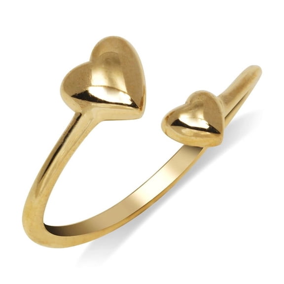 Solid 10k Yellow or White Gold 3mm Polished Double Love Hearts Adjustable toe ring toe ring for Women