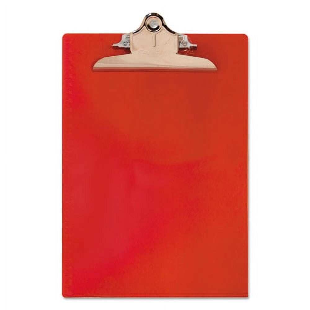 Recycled Plastic Clipboard with Ruler Edge, 1" Clip Capacity, Holds 8.5 x 11 Sheets, Red | Bundle of 10 Each