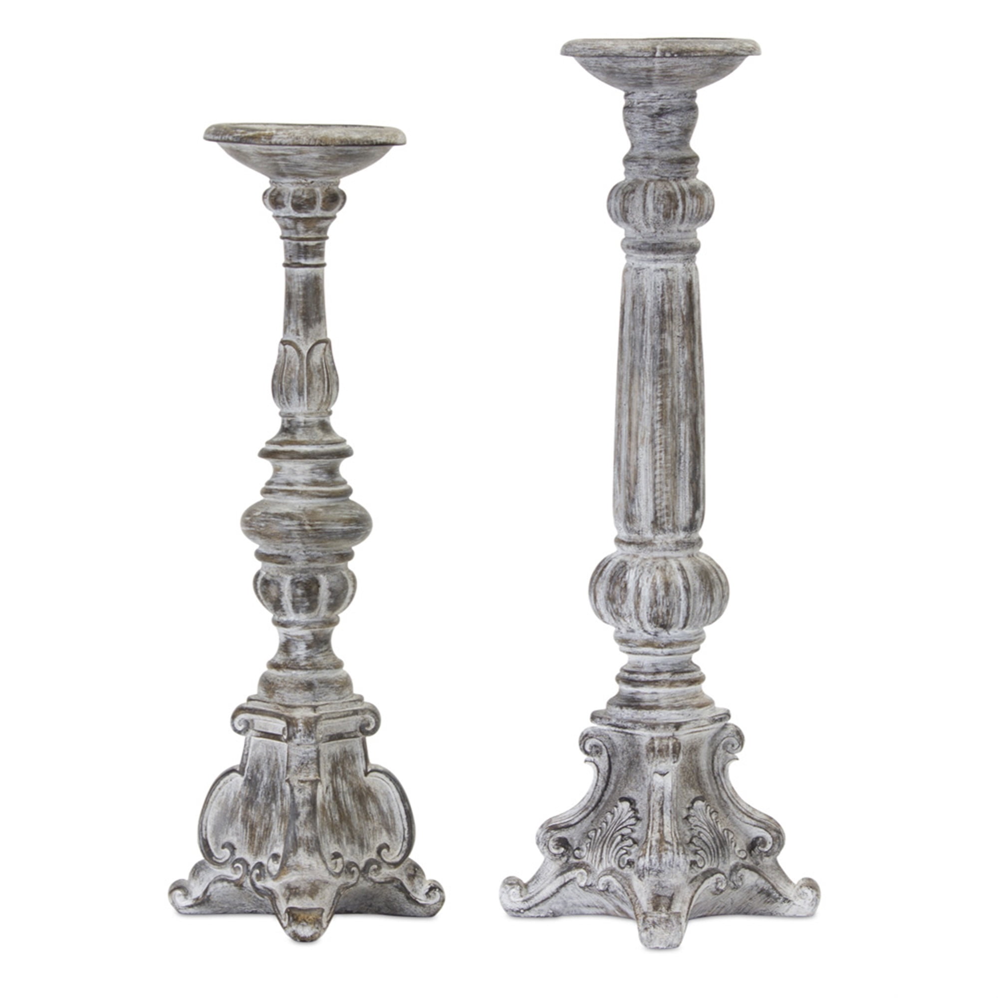 Candle Holder (Set of 2) 20"H, 22.5"H Resin/Stone Powder