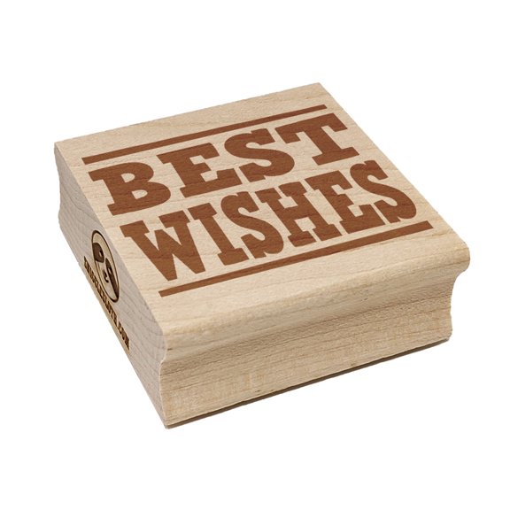 Best Wishes Fun Text Square Rubber Stamp Stamping Scrapbooking Crafting - Small 1.25in