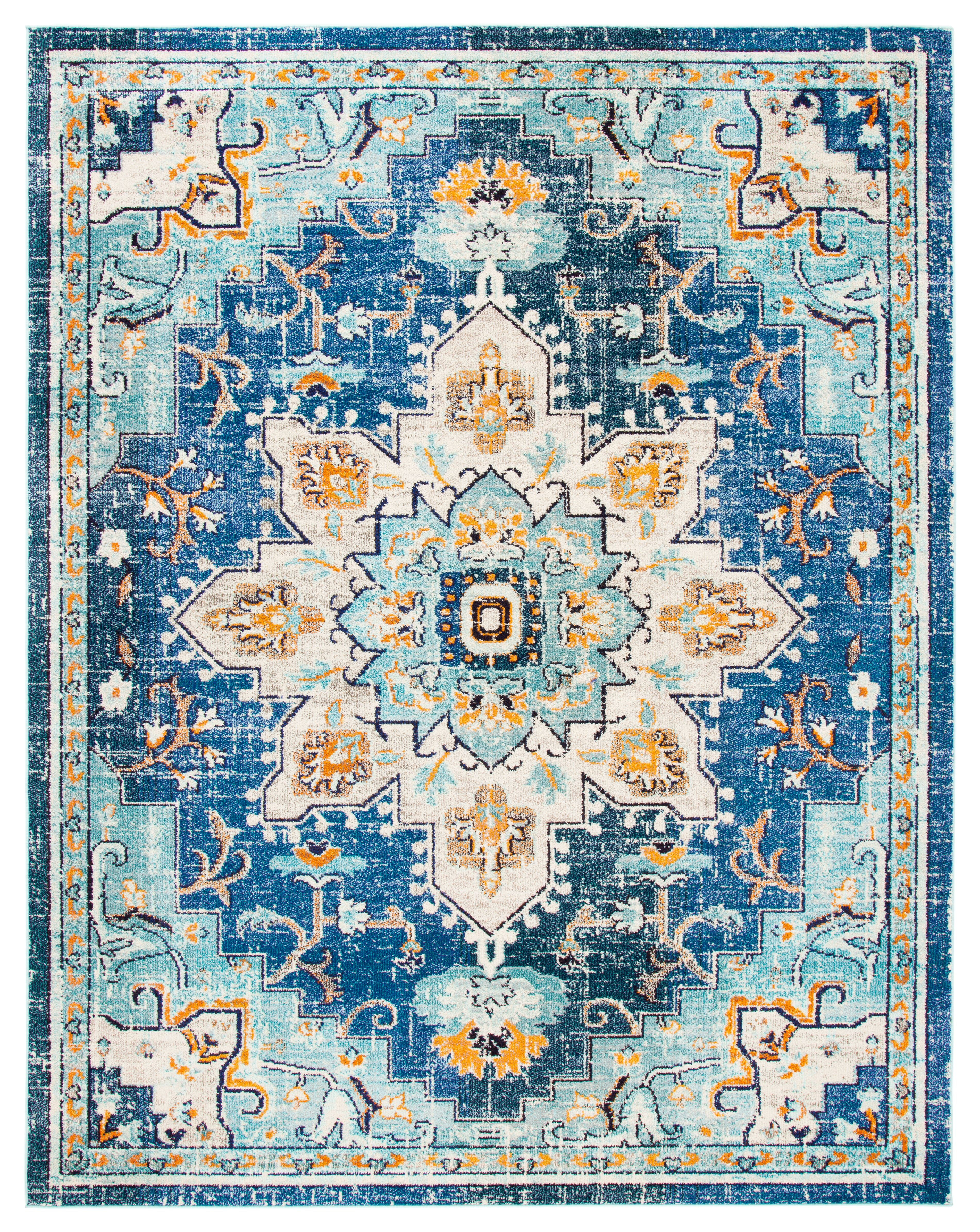 SAFAVIEH Madison Dalia Oriental Area Rug, Blue/Light Blue, 12' x 15'