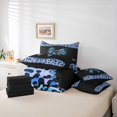 thumbnail image 6 of Homewish Chic Princess Bow-tie Bedding Comforter Set 7 Pieces, Blue Cheetah Leopard Print Full Bedding Set, Modern Fashion Polkadots Reversible Fitted Sheet Flat Sheet, Lightweight Room Decor, 6 of 8
