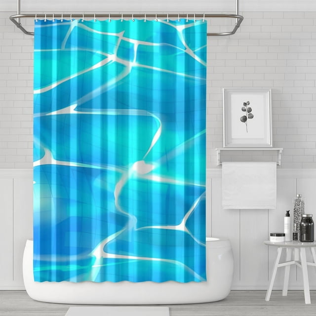 Ensemble de Rideau de Douche avec Doublure à Boutons-Pression, Tissage Bleu Minimaliste Moderne (2) Rideaux de Douche Doublure de Douche Imperméable, Rideau de Bain Décoratif en Polyester, 72x72 Pouces