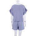 thumbnail image 4 of Bermudas Conjunto de 2 uds de camisetas y pantalones cortos para mujer de verano, traje deportivo, conjuntos a juego sólidos Cgtredaw Púrpura T L para Mujer, 4 of 9