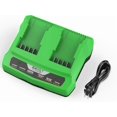 thumbnail image 1 of Dual Port Rapid Charger for Green-works 24V Battery for G-24 24V Lithium Battery Compatible with Greenwork 24V Batteries 29842 29852 for 29862 Green-works 24V Battery Charger, 1 of 9