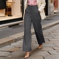thumbnail image 2 of Work Pants Women, Audhol Women's High Waist Pleated Work Business Casual Trousers Long Straight Suit Pants Trousers Pants for Women Dark Gray XL, 2 of 5