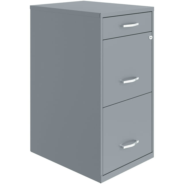 Space Solutions 18 inch 3 Drawer Metal File Cabinet with Pencil Drawer Gray