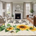 thumbnail image 2 of Rectangle Area Rug 5x8ft,Watercolor Sunflower Green Leaves Washable Carpet Non-Slip Runner Accent Rugs Indoor Floor Mat for Bedroom Living Room Decor,Farm Bee Home Quote, 2 of 9