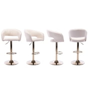 Guyou Modern Swivel Bar Stools Set of 2, Adjustable PU Leather Counter Bar Chairs with Footrest for Kitchen Island Dining Room, Cream