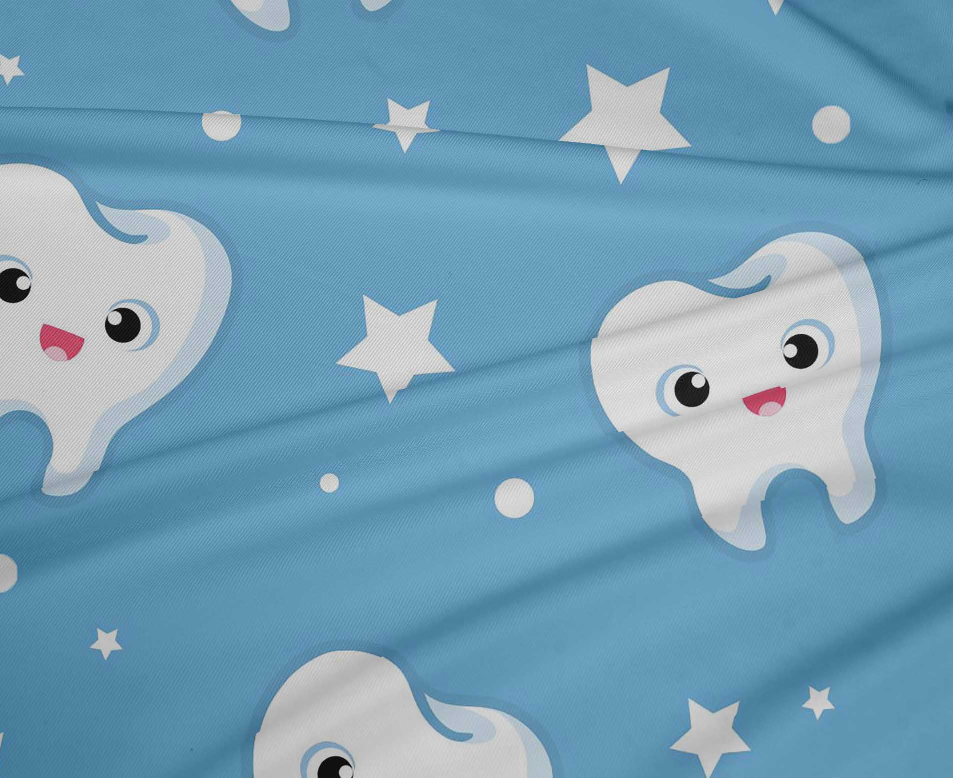 oneOone Polyester Spandex Light Blue Fabric Teeth Diy Clothing Quilting Fabric Print Fabric By Yard 56 Inch Wide