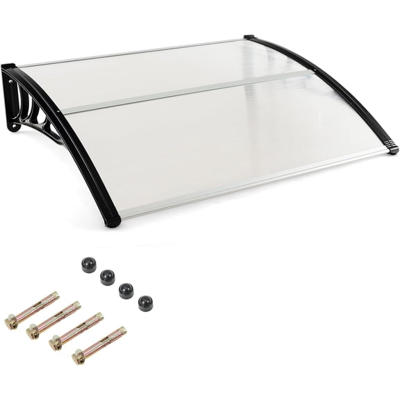 NurtureTail Awnings for Doors, 48" x 40" Window Awning with Rain Snow Sunlight UV Protection, UPF 50 ,Hollow Sheet, Outdoor Overhead Awning Canopy Exterior, Polycarbonate Awnings for Patio