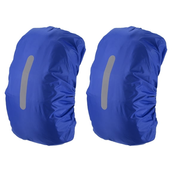 Uxcell 40-50L Waterproof Backpack Rain Cover 2 Pcs with Vertical Reflective Strap, M, Navy Blue