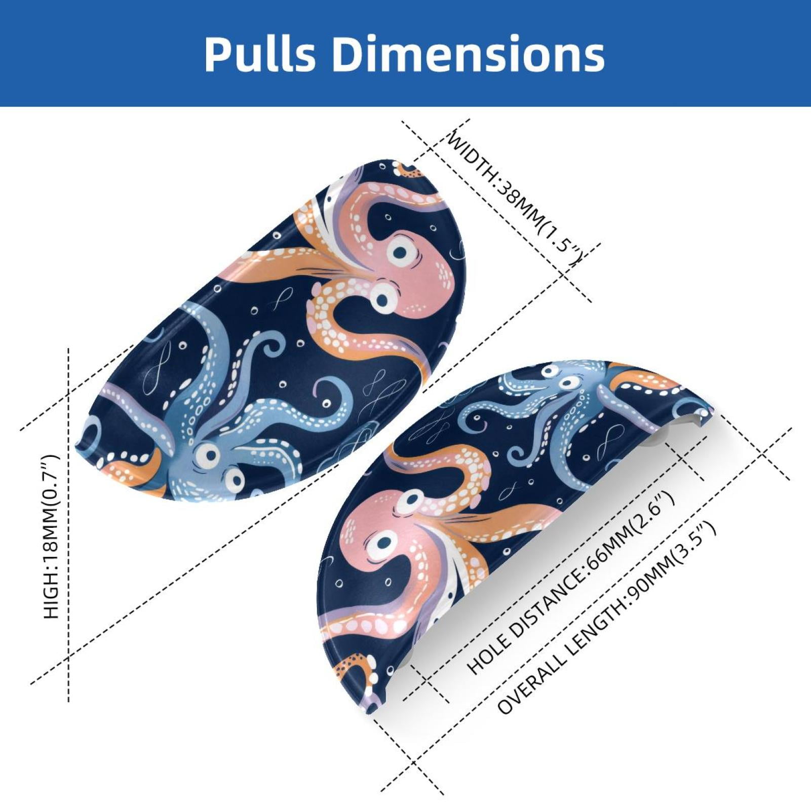 PhooArto 6 Pcs Cup Drawer Pulls, Cartoon Octopus Wave Pattern Shell Shape Handles Cabinet Knobs for Dresser Cupboard Closet Wardrobe with Screws