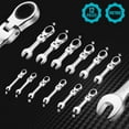 thumbnail image 2 of Stubby Flex-head Ratcheting Combination Wrench Set, Metric, 12-piece, 8-19mm, CR-V Steel, with Pouch, 2 of 7