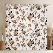 Feelyou Cowgirl Hat Boot Blackout Curtains Set of 2 (52x84 Each) for Kids, Kawaii Princess Ribbon Bow Window Curtains, Cartoon Flower Curtains and Drapes, Living Room Curtains Decor