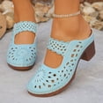 thumbnail image 2 of Women's Closed Toe Heel Sandals On Block Heel Walking Slides Shoes Mules for Women Dressy Summer Casual Hollow Out Comfort Slippers Outdoor Platform Slide Wedge Sandals, 2 of 9