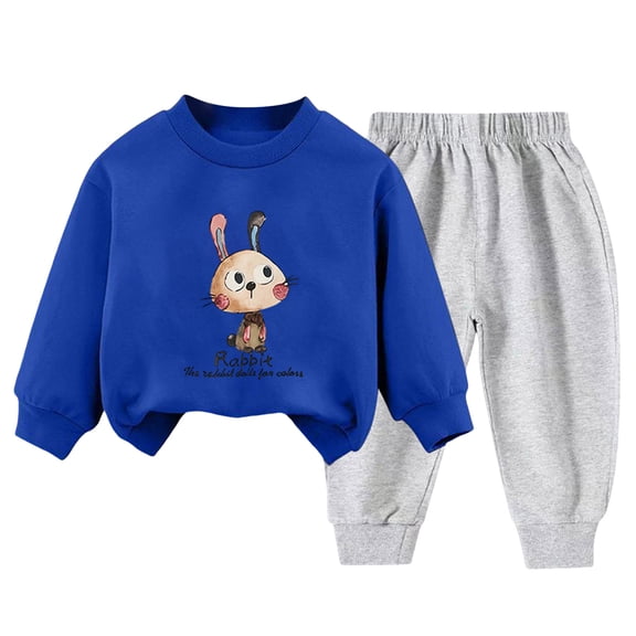 Staki Boys Outfits Toddler Baby Boy Clothes Fleece Feel Long Sleeve Sweatshirt Pants Fall Winter Outfits 2pcs Sweatsuit Set 2-5T 6-12Y(Blue,4-5 Years)