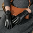 thumbnail image 2 of UJNDER Ladies' 2025 Autumn Winter Solid Color Versatile Windproof Thick Cold Leather Gloves for Enhanced Warmth and Comfort Black, 2 of 5