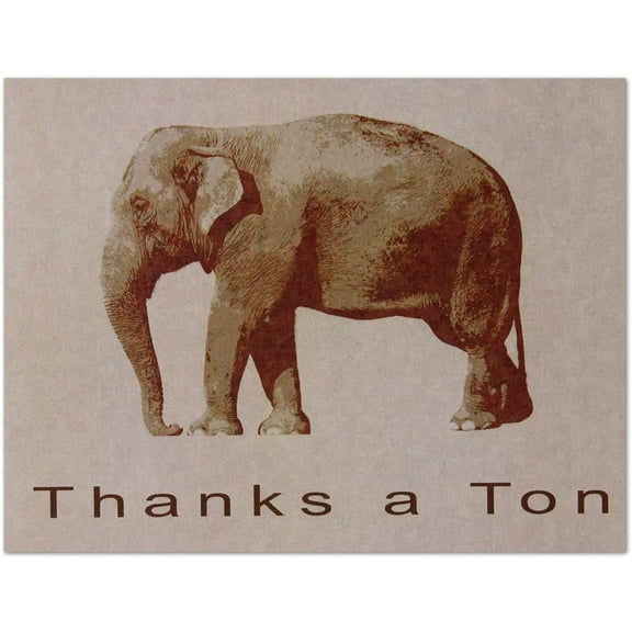Small World Greetings Thanks A Ton Elephant Thank You Cards 12 Count - Blank Inside with Envelopes - A2 Size (5.5”x4.25”)