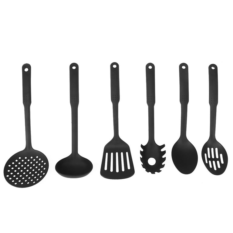 12 Black Nylon Slotted Spatula Stainless Steel Handle Kitchen Tools Utensil