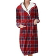 thumbnail image 1 of Women's Fleece Plush Robe Long Warm Plush Bathrobe Loungewear Jacket Printed Comfort Robe, 1 of 5