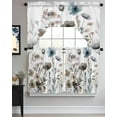 thumbnail image 3 of Blue Grey Pink Spring Floral Swag Valance and Tier Curtains 36'' Length Set, Watercolor Botanical Light Filtering Kitchen Curtains, Tier Curtain Valances for Bathroom/Living Room/Bedroom/Café, 3 of 6