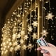 thumbnail image 4 of pstuiky Cortina de luces navideñas con copos de nieve para decoración del hogar 16 copos de nieve 80 mini luces LED de 3,5 m para decoración navideña., 4 of 6