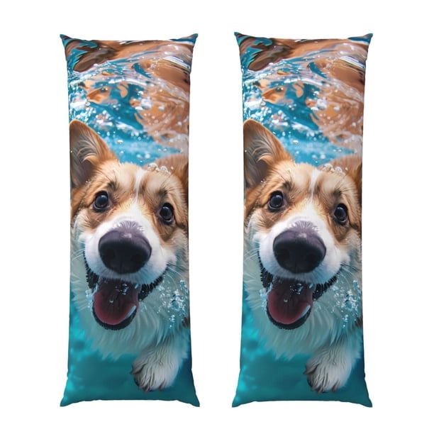 Fotbe Sea Swimming Corgi Funda para Almohada Corporal con Diseño, Funda de Microfibra Ultrasuave de 20x54 Pulgadas, Ropa de Cama Elegante