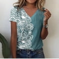 thumbnail image 5 of 2024 Summer New 3d Flower Print V-neck Short Sleeve Blouse Fashion T-shirts For Women Clothing Y2k Tee graphic t shirts, 5 of 7