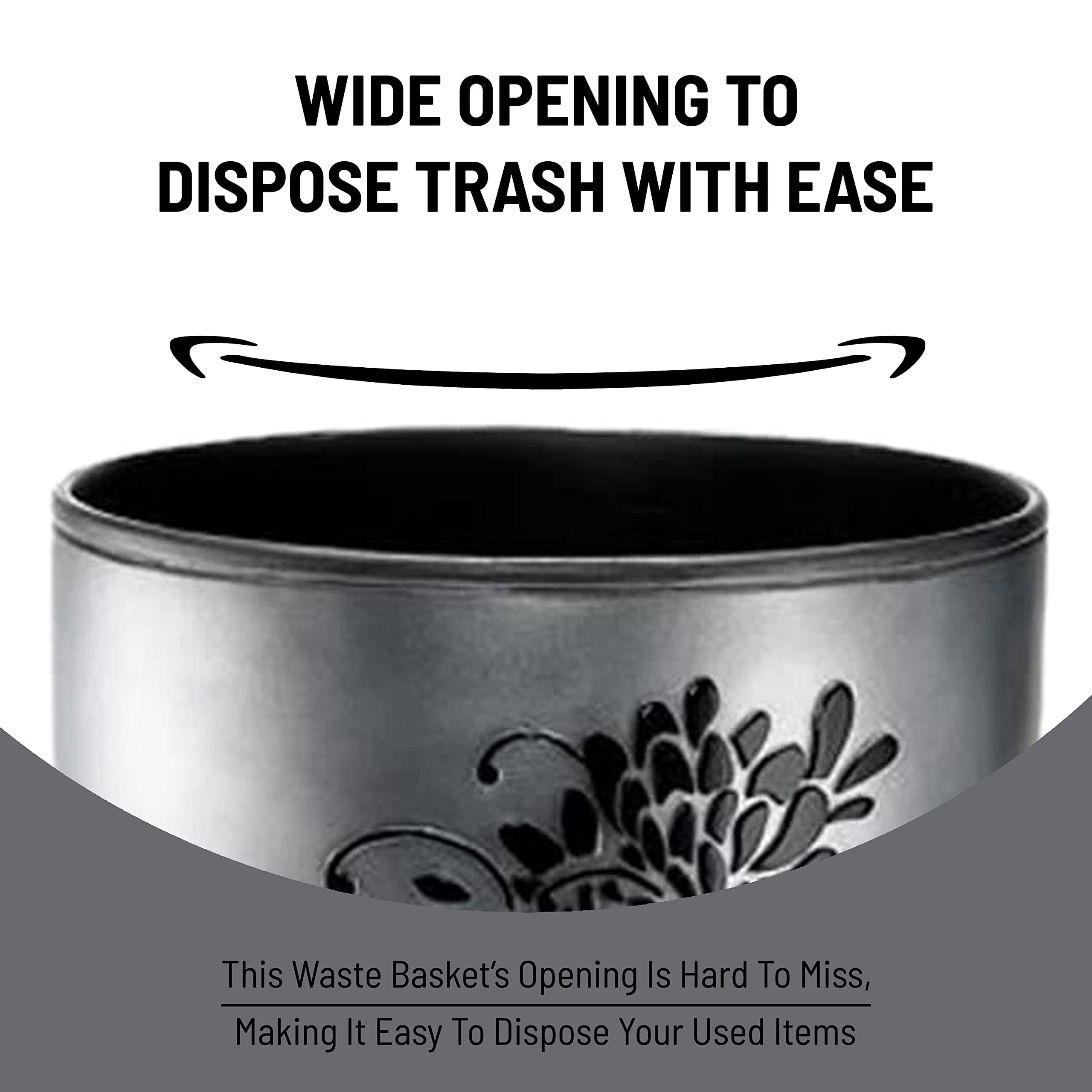 Zahari Home Decorative Trash Can for Bathroom, Office & Bedroom - 2.1 Gallons Stylish & Small Trash Can for Dorms, Desktop & Restroom - Chic Waste Basket for Compact Spaces, Erica