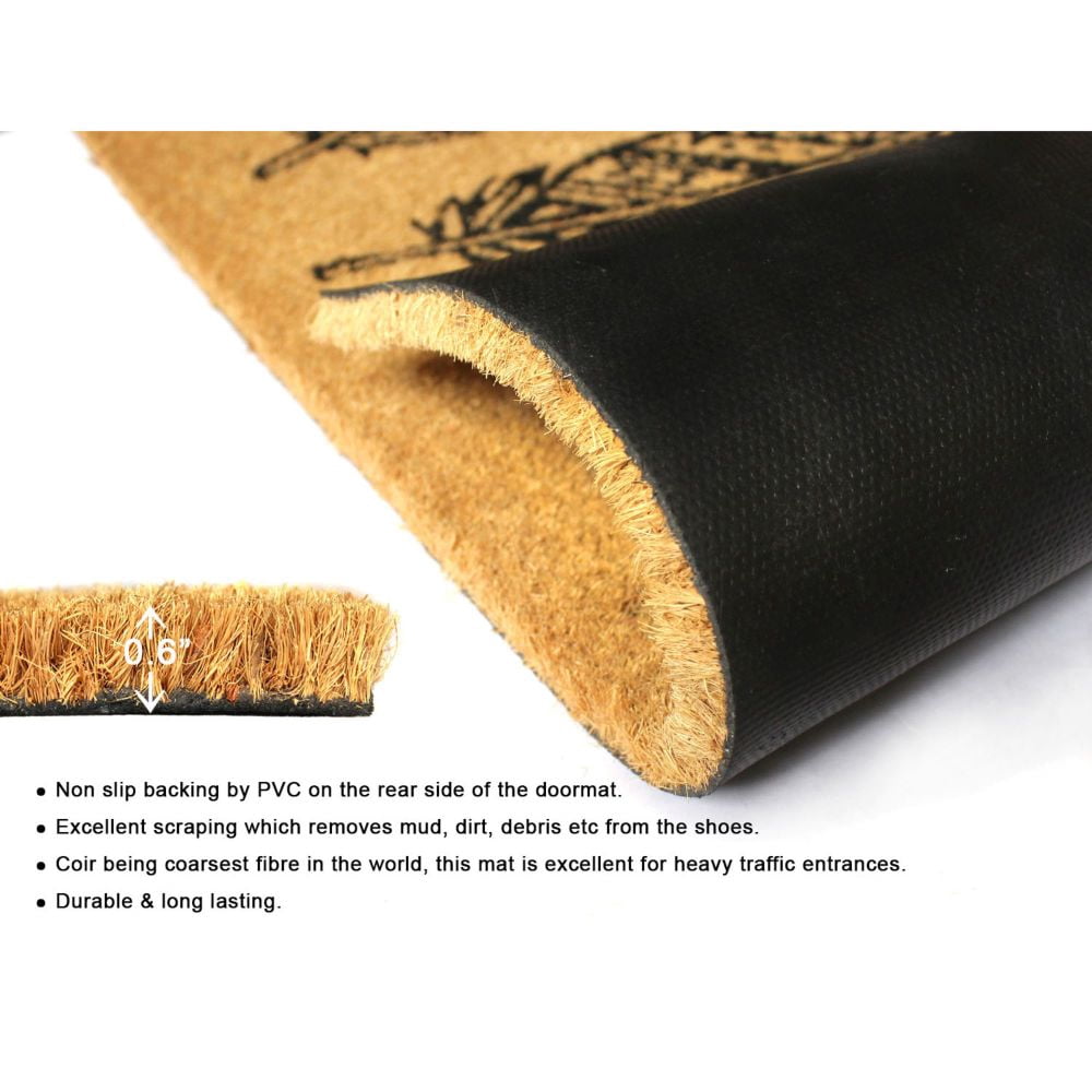Rugsmith Machine Tufted Four Feathers Indoor And Outdoor Coir Doormat, 18" X 30"