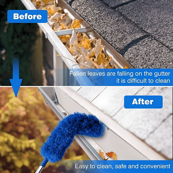 ACDANC Gutter Cleaning Brush Roof Tool with Telescopic Rod 2.5M Cleaning Removal,Blue