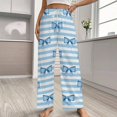 thumbnail image 2 of Pink Bow Pattern Pajama Pants Breathable with Pockets Pajamas For Lady Vintage Sleeping Pants Bedroom Homewear, 2 of 6