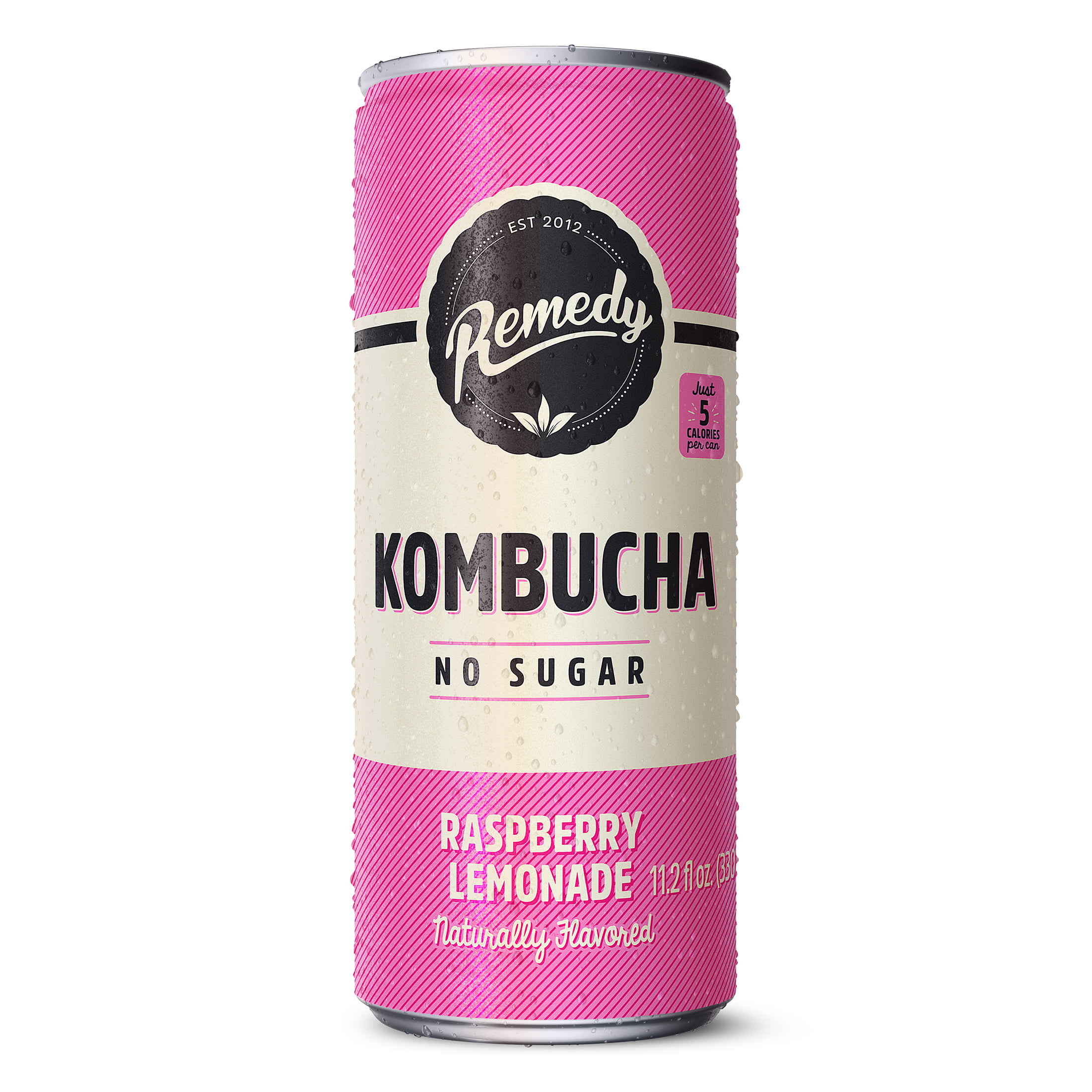 Remedy Kombucha Raspberry Lemonade Low Calorie Sugar Free Kombucha, 11.2 oz Can
